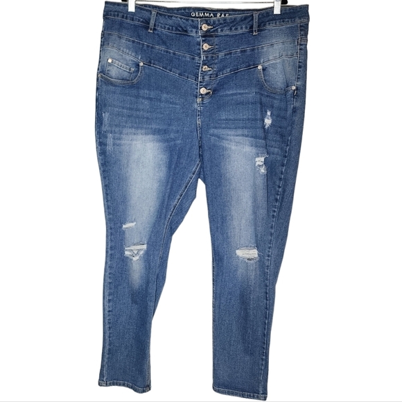 Gemma Rae stretch highrise distressed jeans.  Women's plus size 24W - Picture 1 of 16